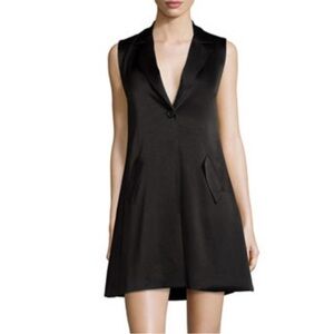 Alice + Olivia Women’s Medium Black Sleeveless Tuxedo Dress Indiana Blazer Vest